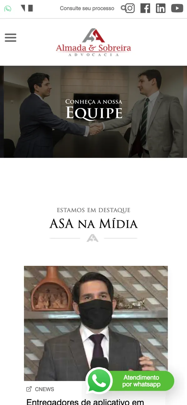 Site da Almada & Sobreira no celular