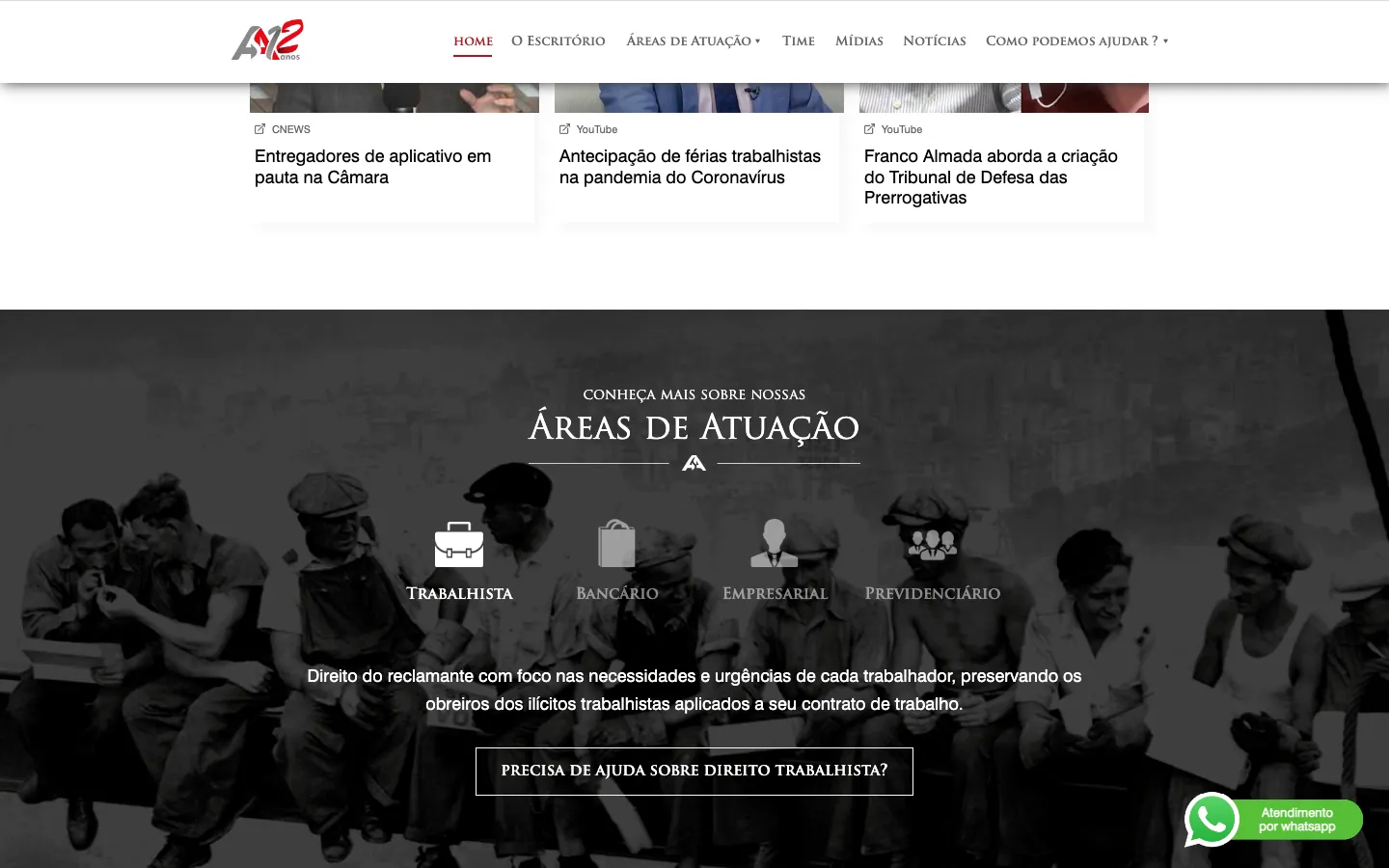 Mais abaixo na página inicial
