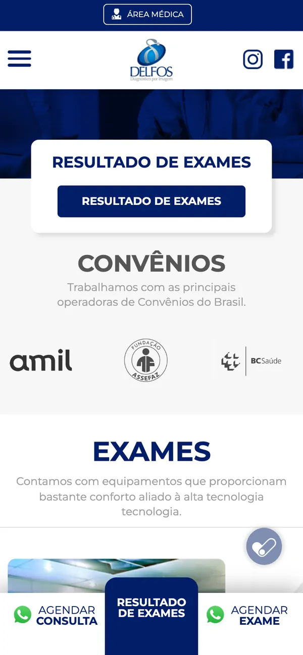 Site da Clínica Delfos no celular