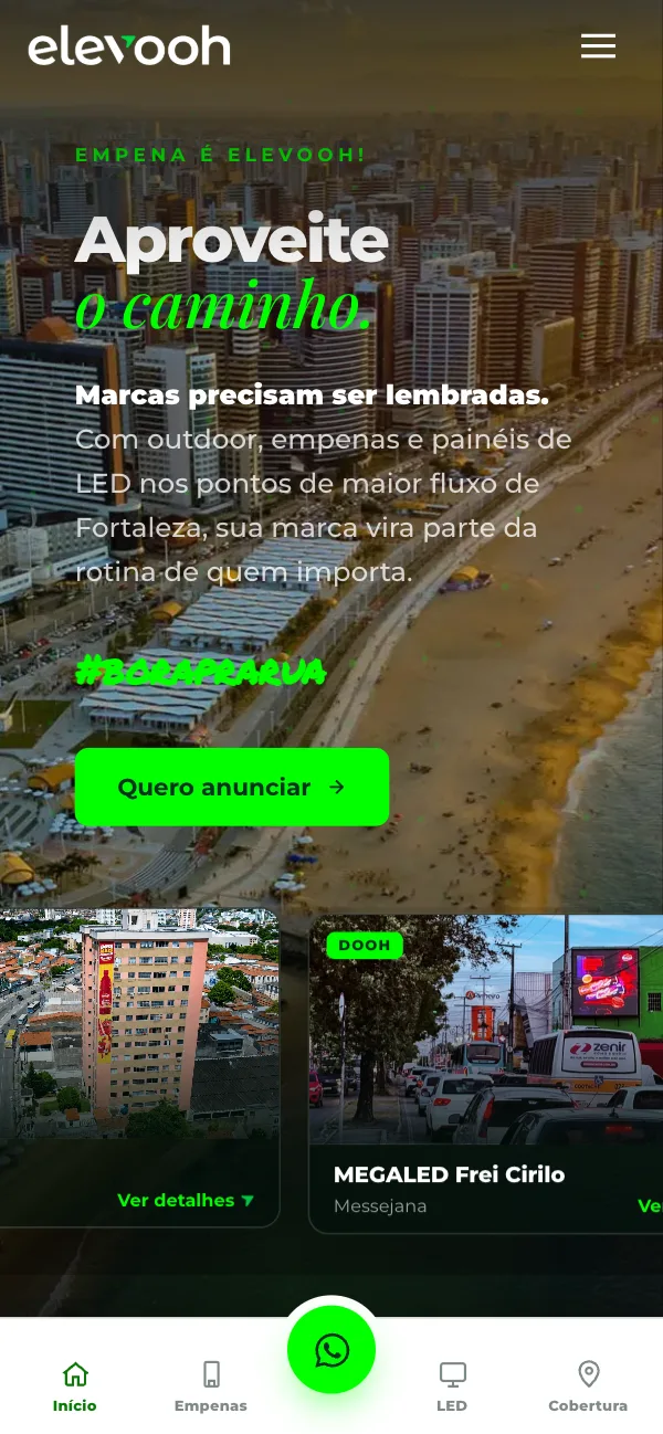 Site da Elevooh no celular