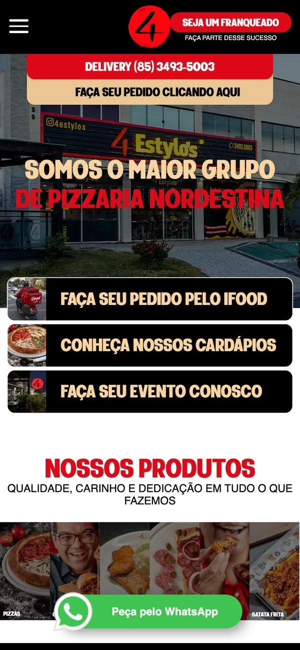 Site da 4 Estylo's no celular