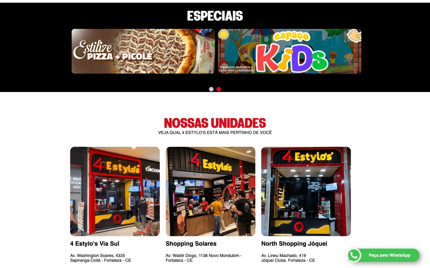 Mais abaixo na página inicial