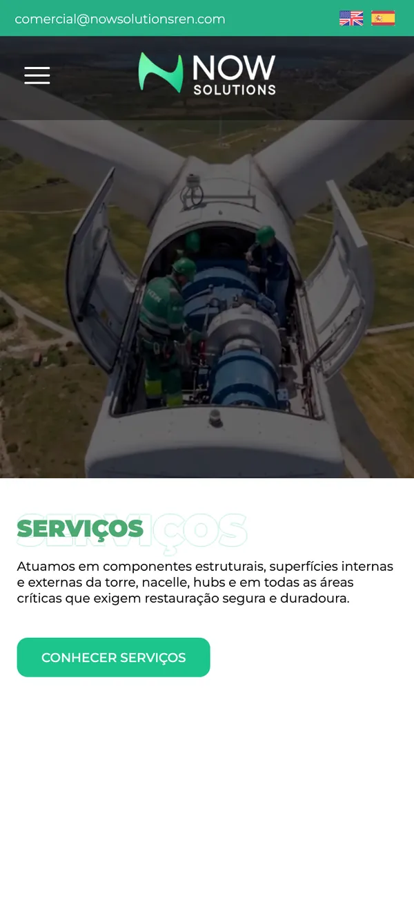 Site da Now Solutions no celular