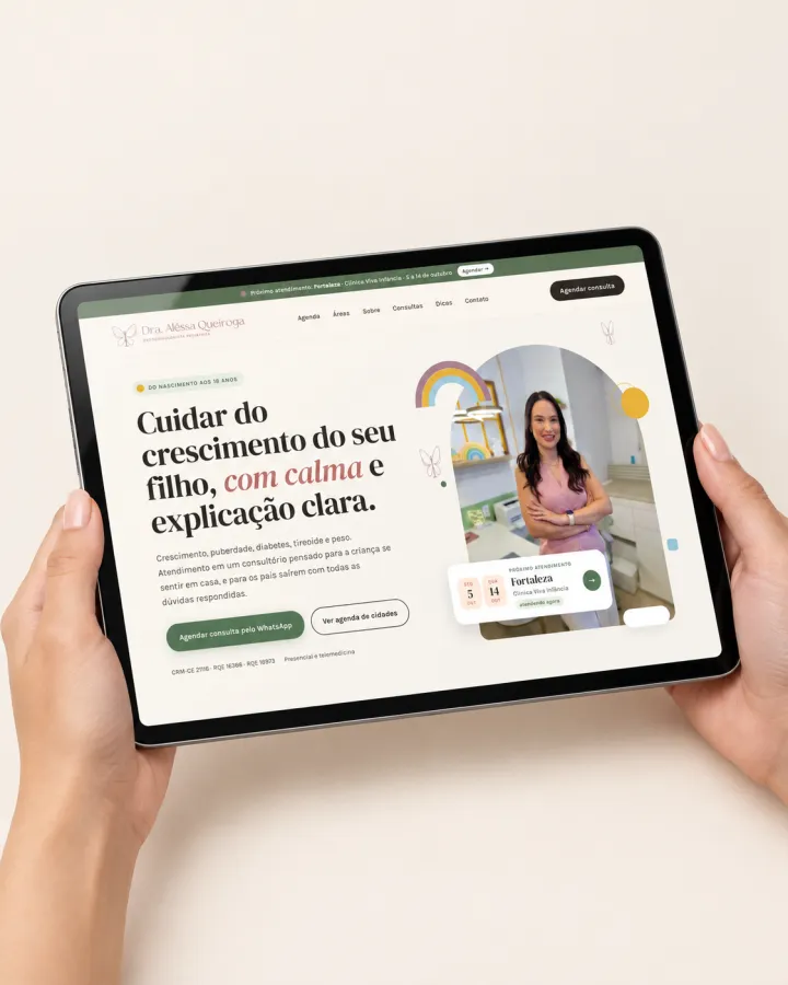 Site da Dra. Alêssa Queiroga no tablet