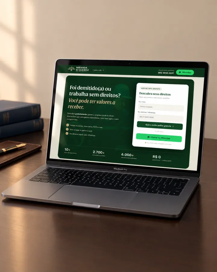 Landing page de Direito Trabalhista da Miranda & Queiroz
